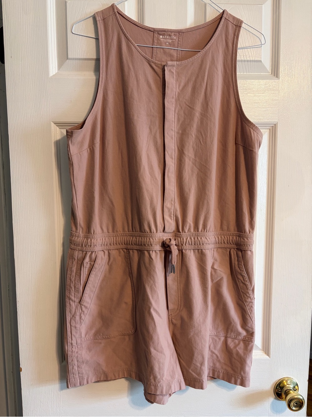 Athleta Farallon Romper Size XL Mocha Latte Pink Brown Utility Sleeveless Shorts